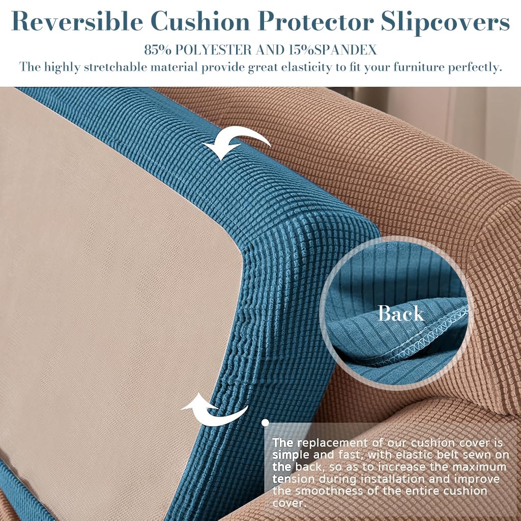 HASTHIP Sofa Seat Cushion Slipcover for Meditation and Prayer Mats featuring Stretchy Slip On Fit 50–70cm Blue