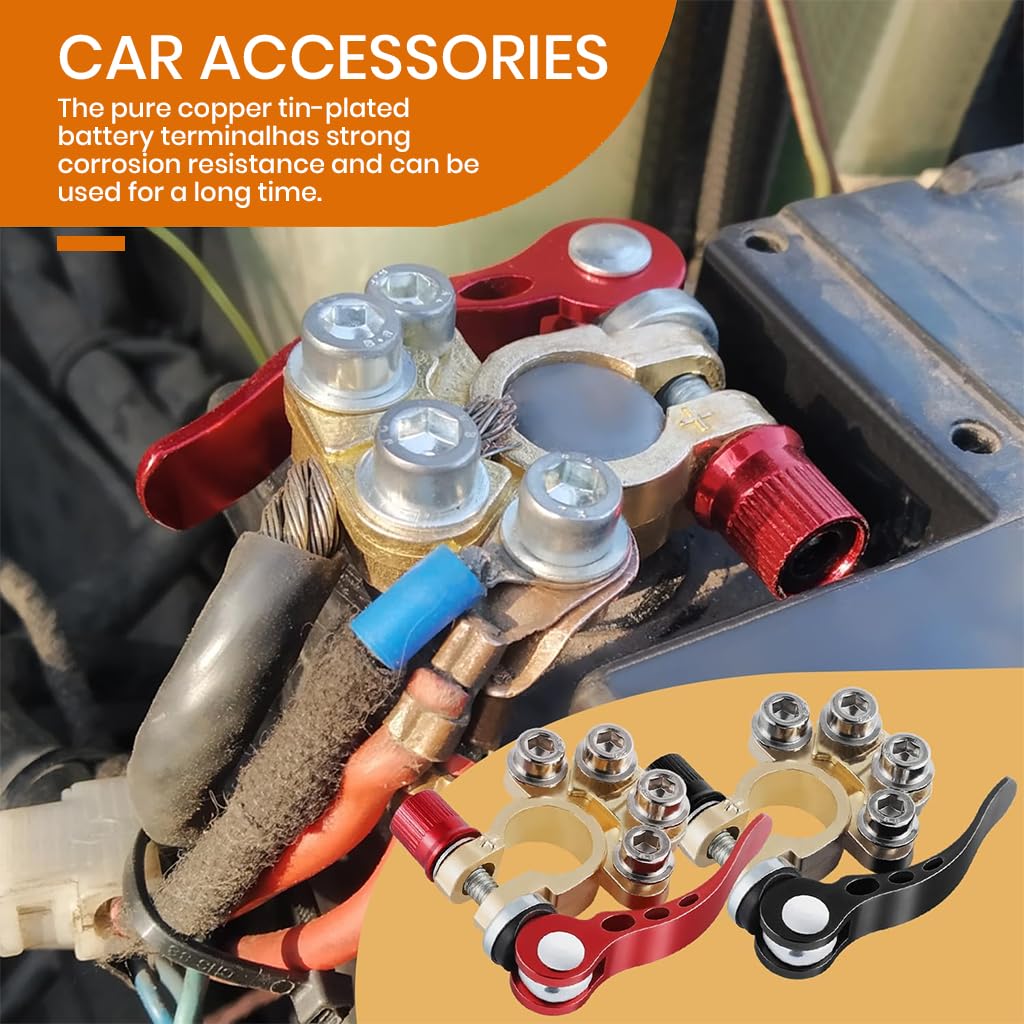STHIRA Battery Terminal Connectors for Cars Boats and RVs with 4 Bolt Quick Release Copper Design