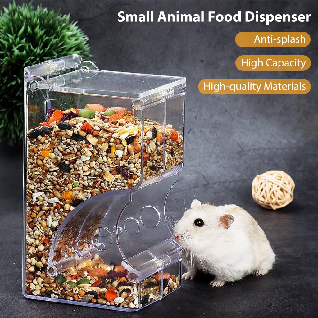 Qpets Small Pet Feeder with 300ml Capacity featuring Screw Kits and Clear Acrylic Design for Hamsters