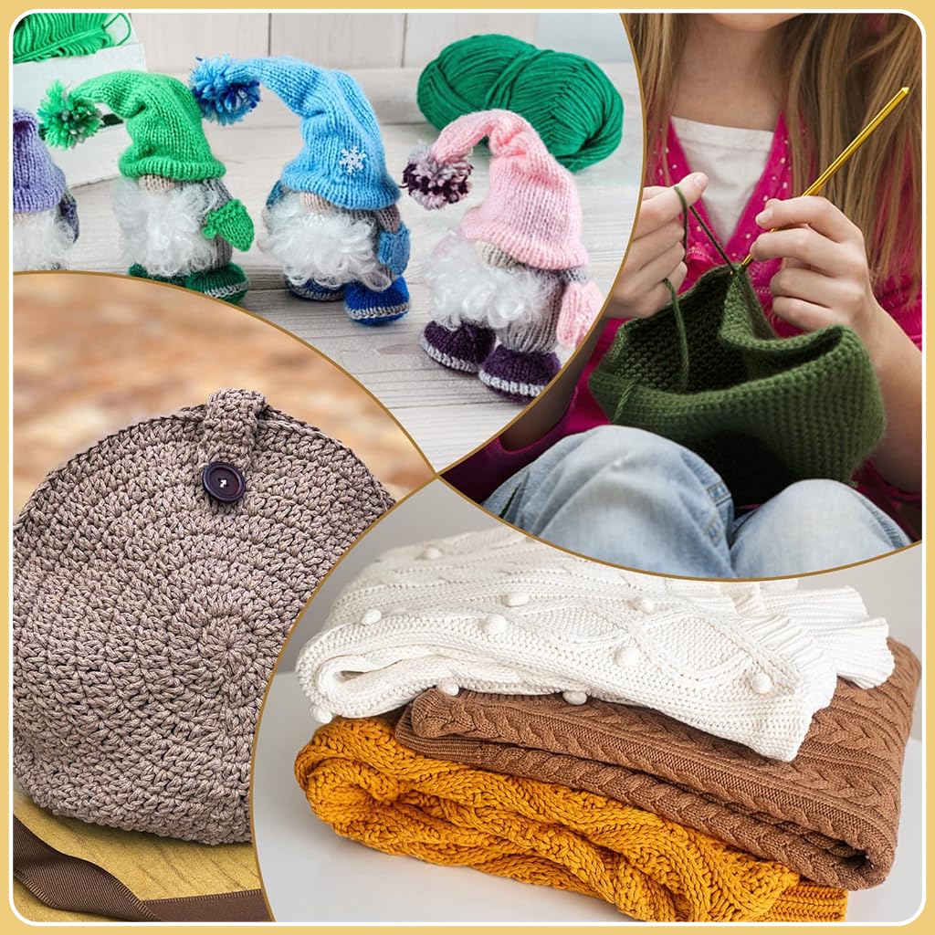 HASTHIP Ergonomic Crochet Hooks Set with 9 Sizes 2–6mm and Silicone Handles | 20 Markers & 6 Needles