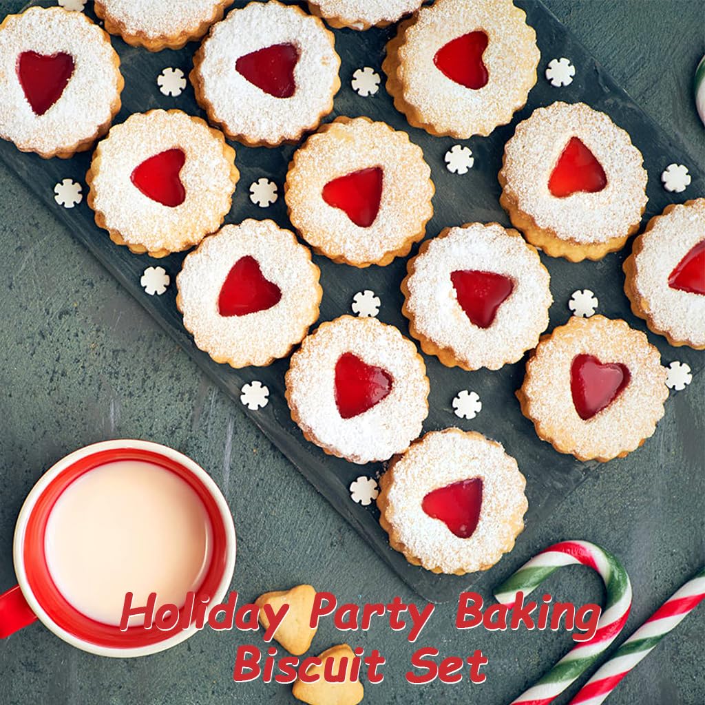 HASTHIP Christmas Cookie Cutter Set for Holiday Baking with 11 Shapes and Wavy Rim Design