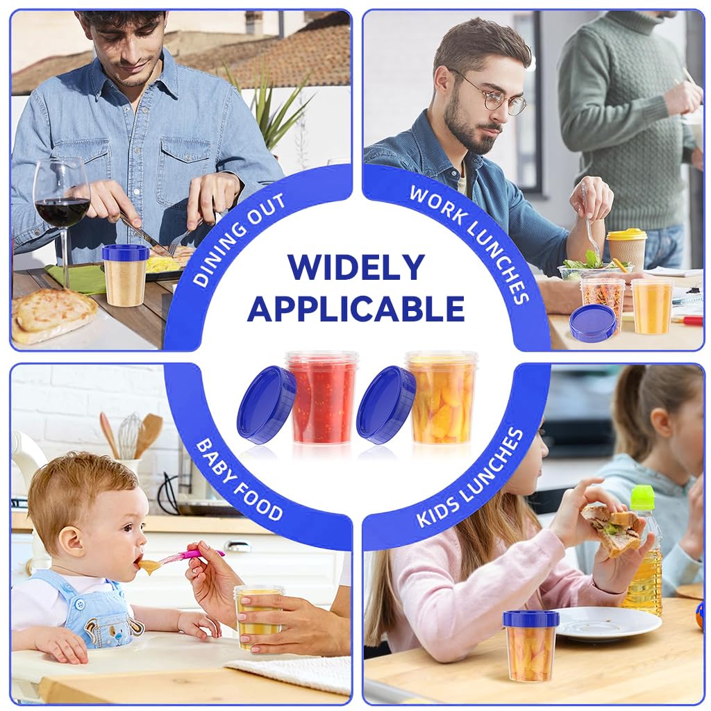 HASTHIP Salad Dressing Container to Go 10 Pack 4oz with Leakproof Screw Lids | Reusable Food Grade PP Cups for Bento Lunch Box