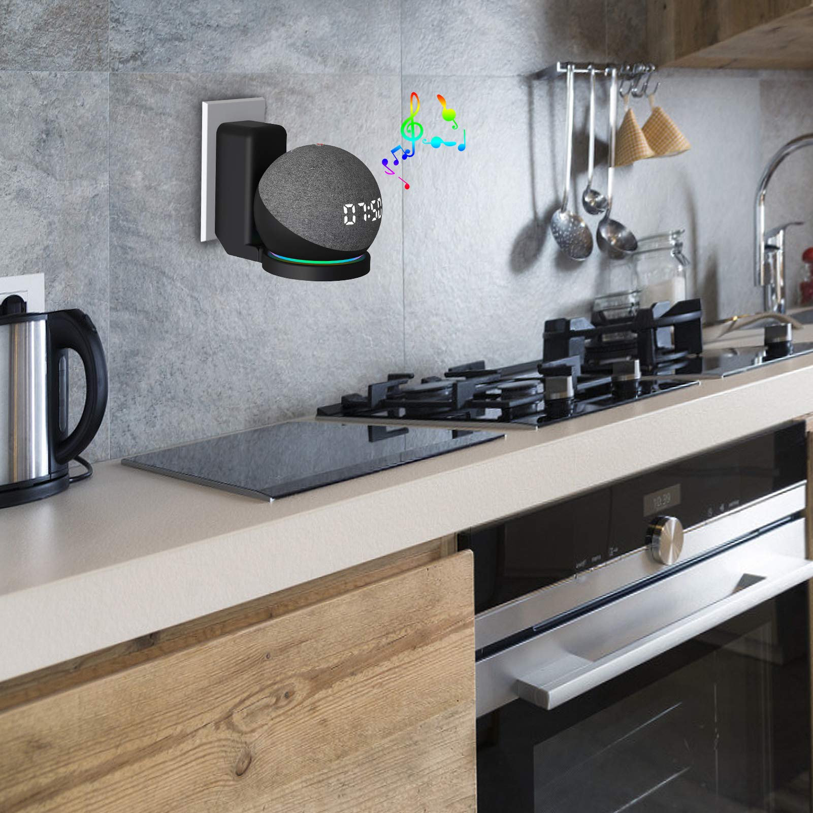 Zeitel Echo Dot 4th Gen Wall Mount for Space Saving Setup with Built in Cable Organizer | Black Holder