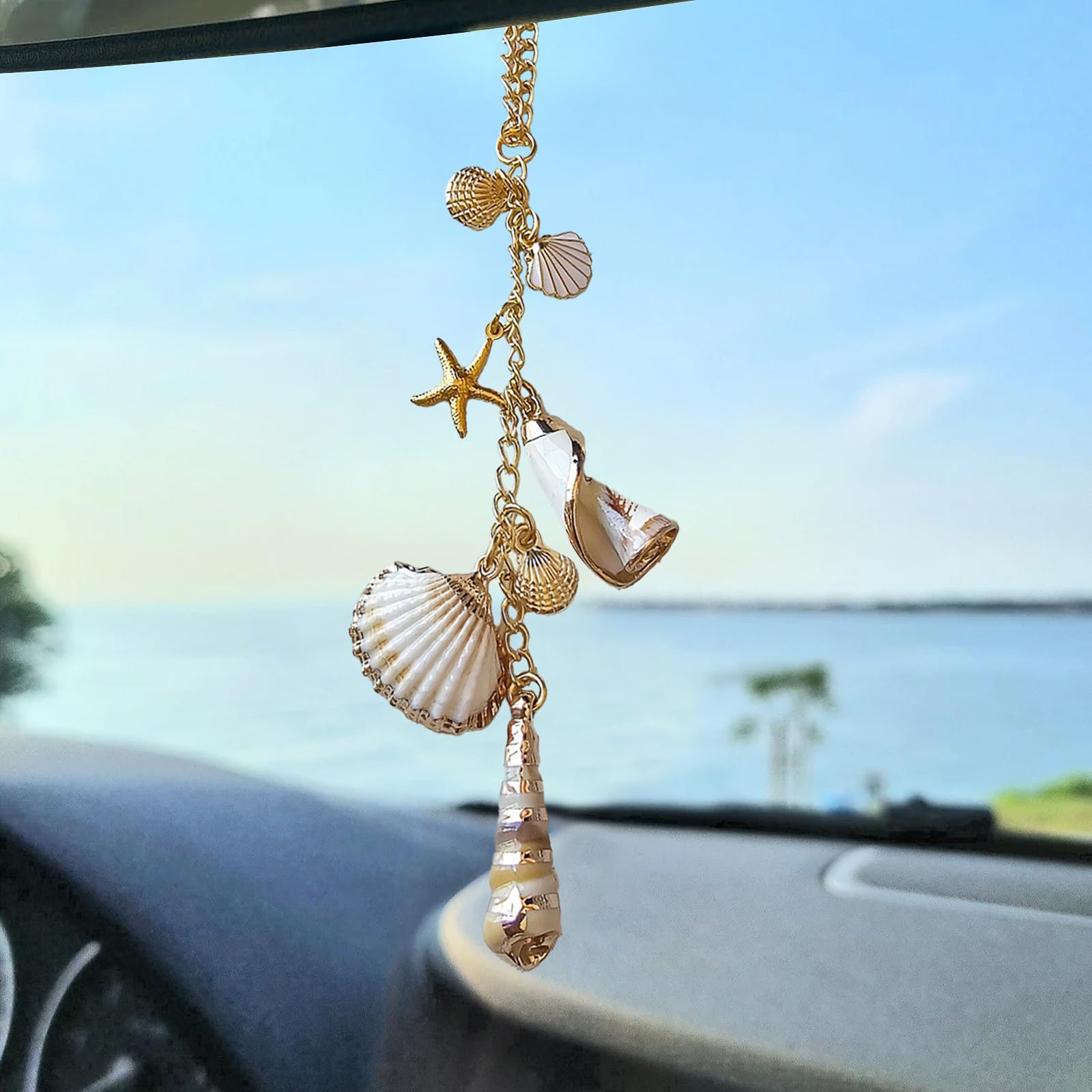 STHIRA® Sea Shells Car Decor,Cute Coastal Hanging Charm for Rear View Mirror