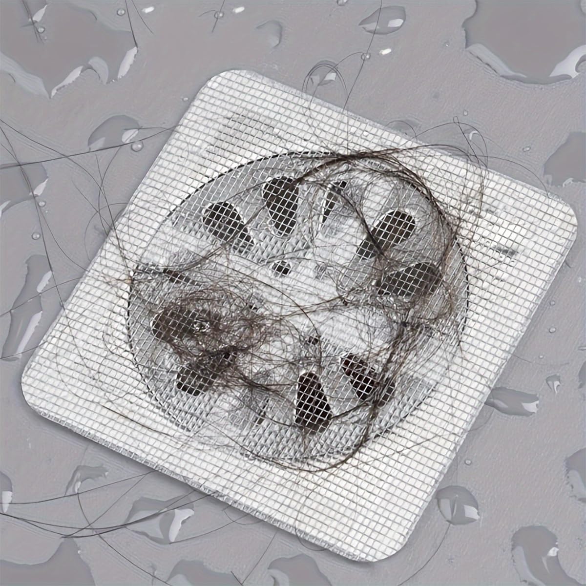 HASTHIP Disposable Shower Drain Hair Catcher 30Pack for Bathroom and Kitchen | 4mm Mesh Stickers 4x4 in