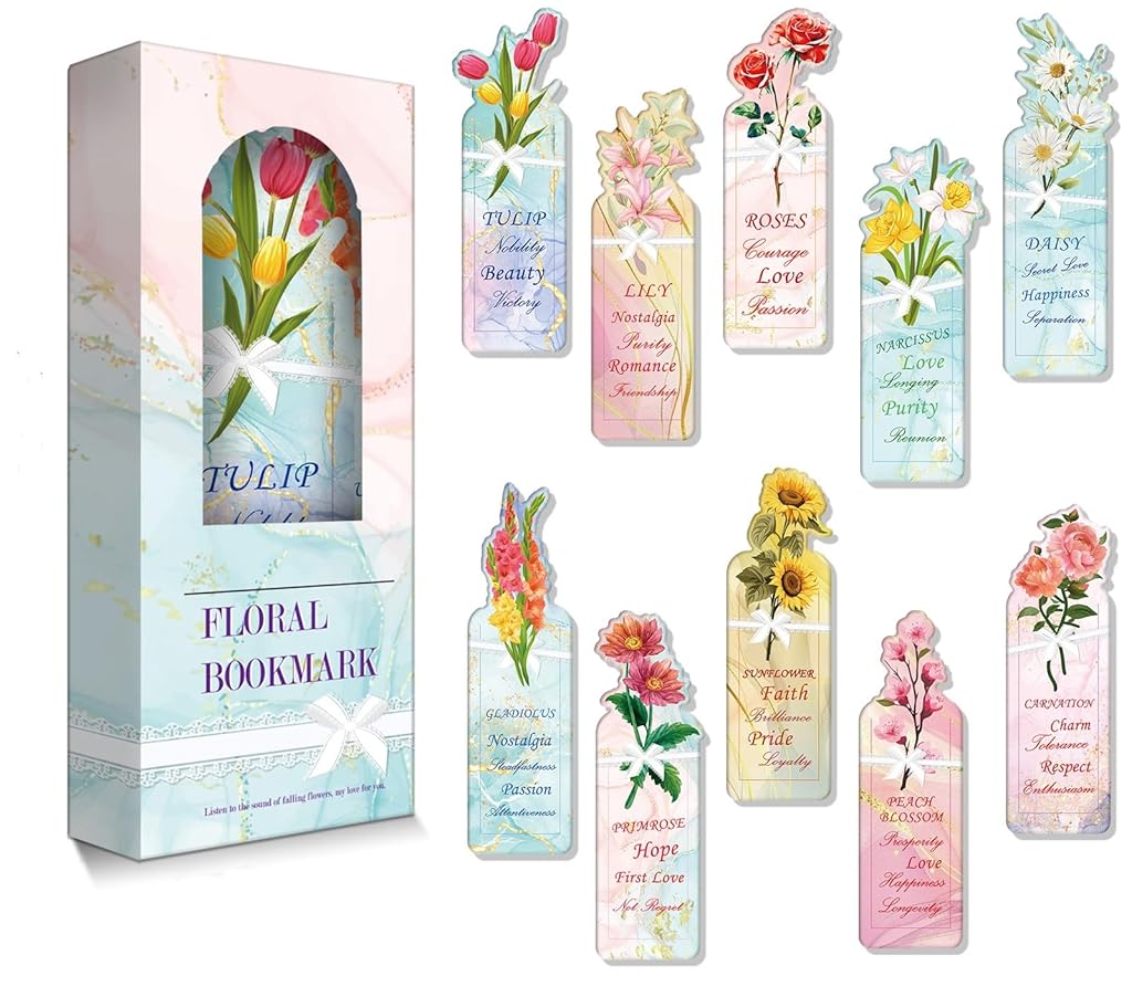 OFIFO® 20PCS Floral Bookmarks Set, Cute Plant Vase Shape Paper Page Markers, Multicolor Aesthetic Bookmarks for Books, Gift for Women, Girls, Kids, Students, Ideal for Reading, Study