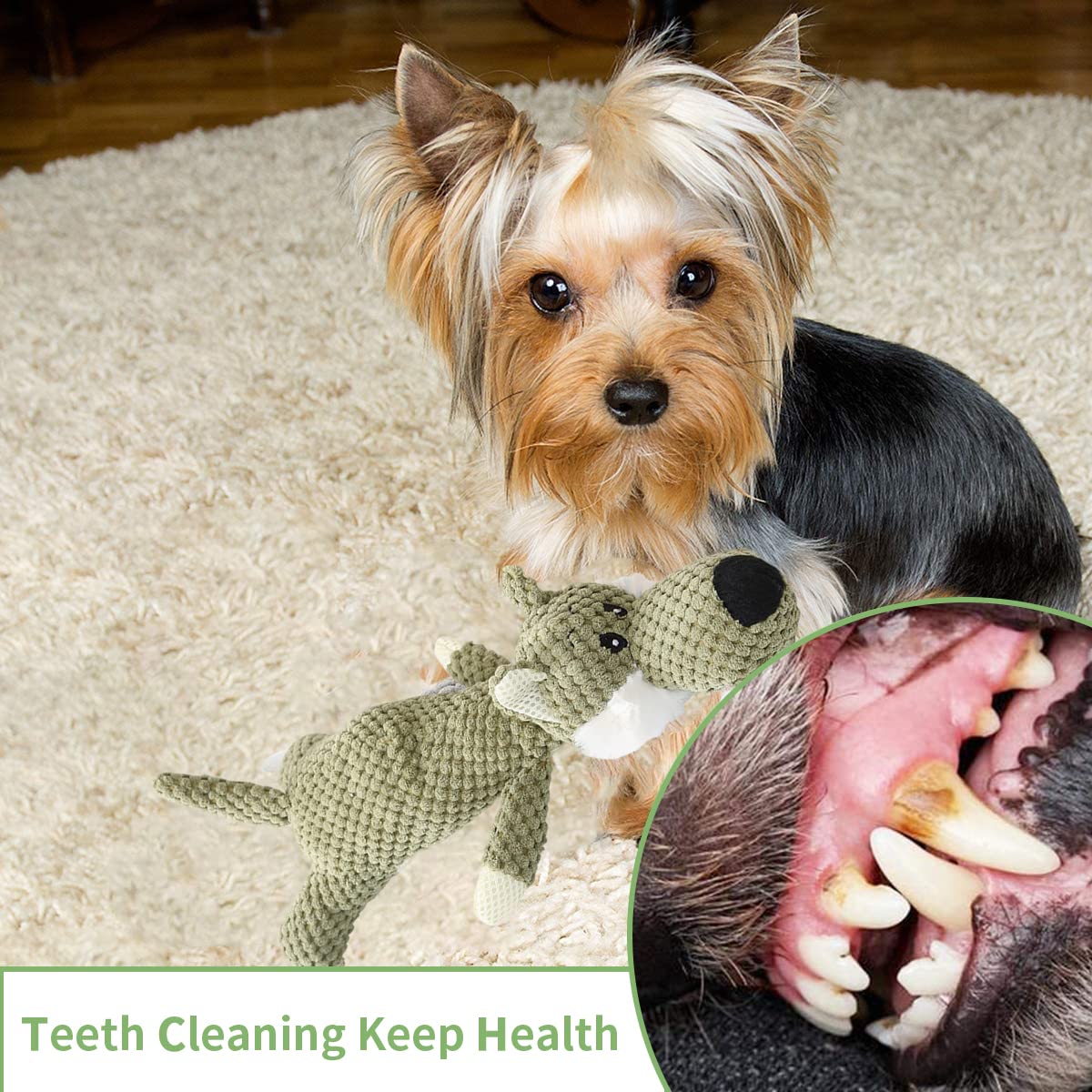 Qpets Dog Toys for Small and Medium Dogs with Reinforced Seams and 15 in Plush Wolf | Interactive Chew Toy for Teeth Cleaning