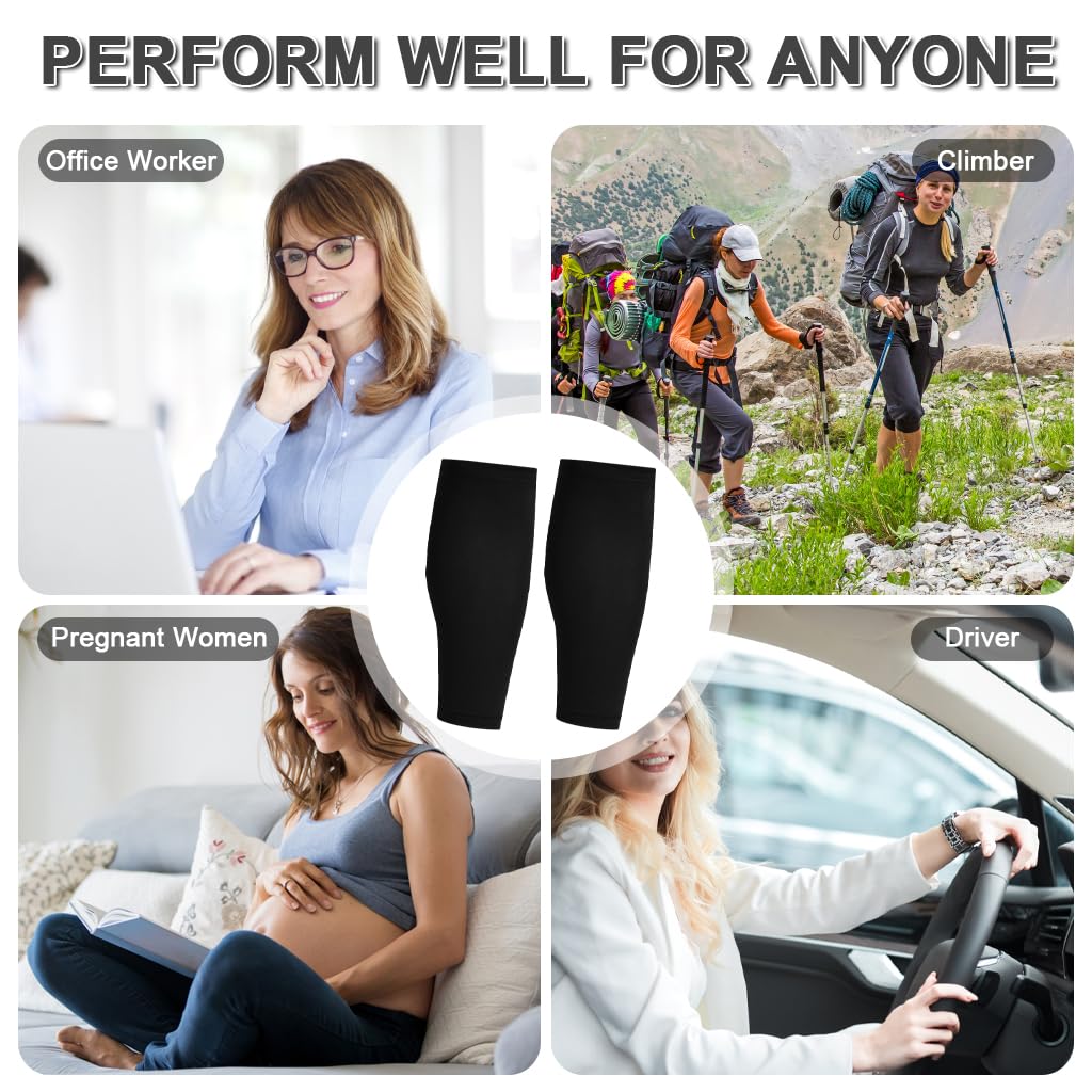 Proberos Calf Compression Sleeves for Running and Cycling with Anti Slip Silicone Strap | Ice Silk Breathable Black 1 Pair
