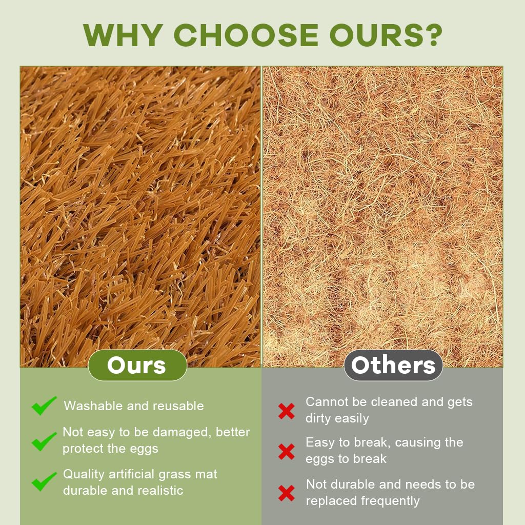 HASTHIP Chicken Coop Mat for Nesting Boxes with Non Slip Backing 12cmx12cm | Reusable Grass Surface