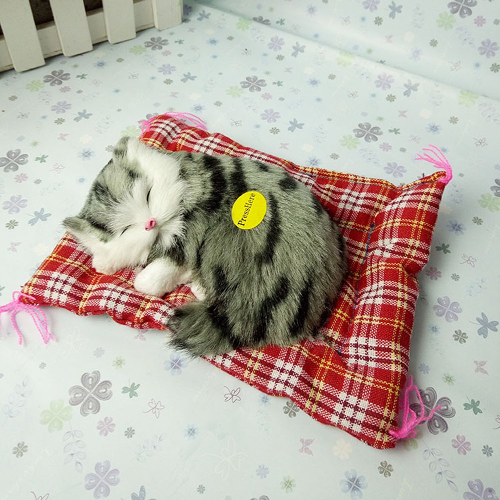 FnieYxiu Plush Doll for Kids and Room Decor featuring Simulation Sleeping Cat Sound | White 1 x Cat with 2 Button Batteries