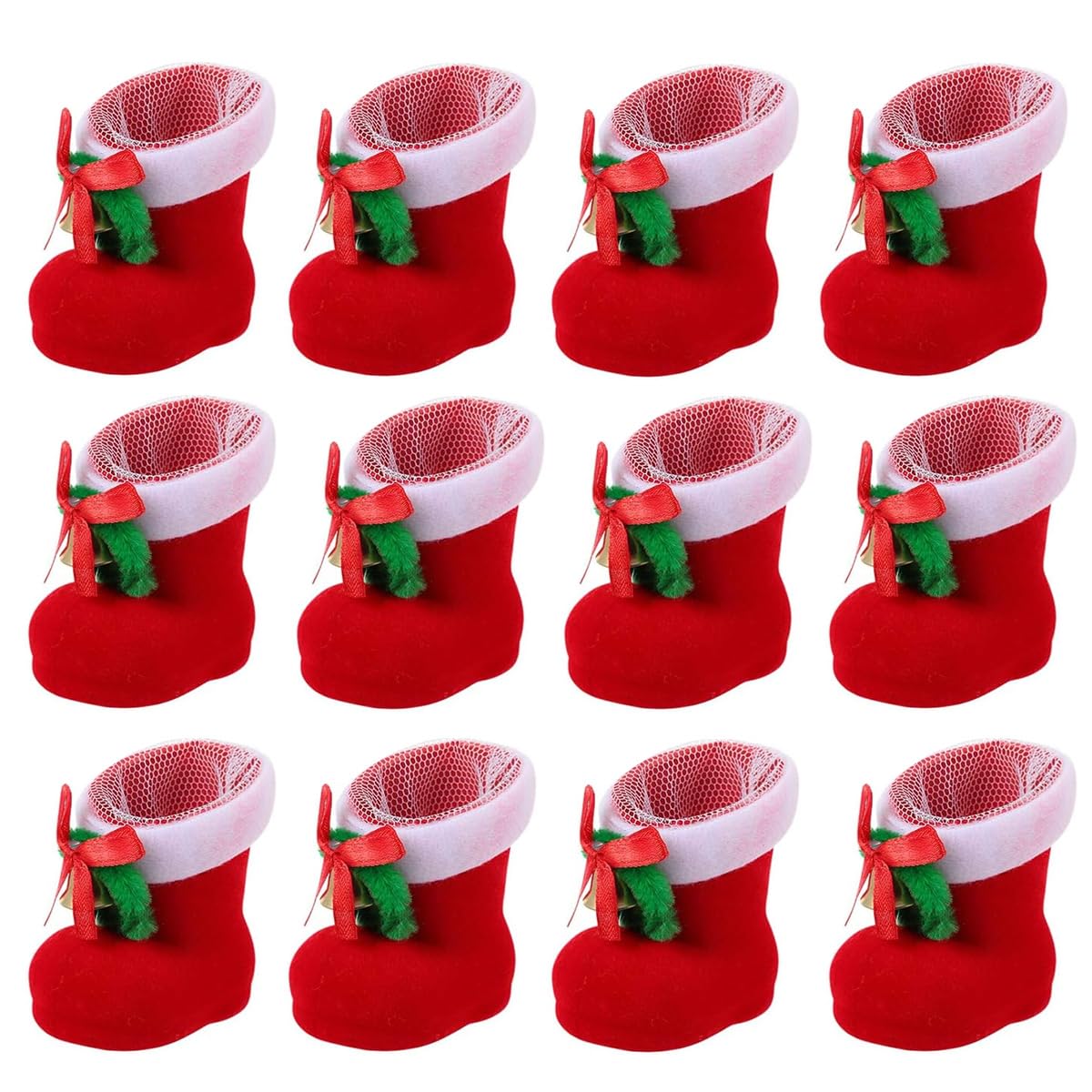 HASTHIP® 12Pcs Christmas Santa Claus Boots Gift Bags Christmas Mini  Santa Claus Desk Decor Creative Flocking Christmas Candy Bag Gift Packing Home Decor, 5x6cm