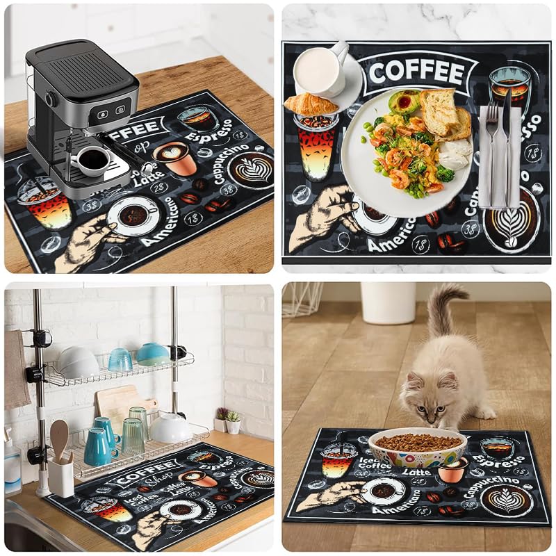 Supvox Kitchen Drying Mat for Countertops with Anti Slip Rubber Base and 15x19.6 in Size | Super Absorbent Diatomite Pad for Coffee Machine and Dishes