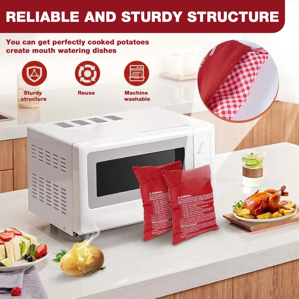 Supvox Microwave Potato Bags for 1 to 4 Potatoes featuring Reusable Steaming Pouches | Pack of 2