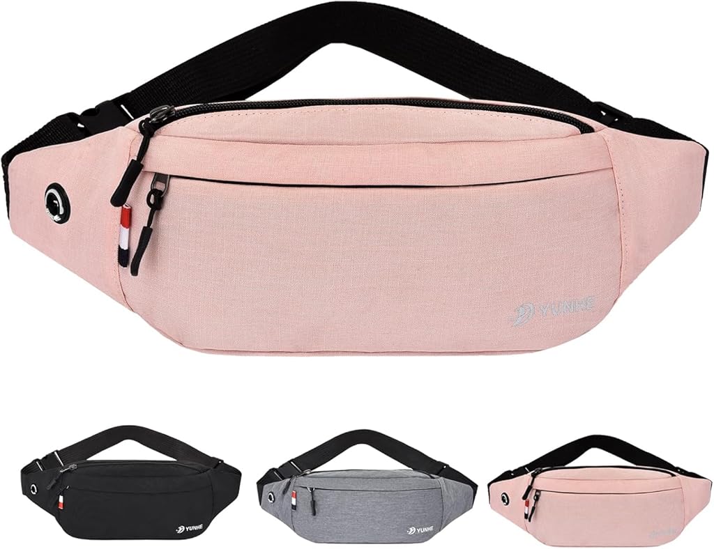 GUSTAVE® Bum Bag for Ladies Women Men Girls Bumbags Waist Fanny Pack with Headphone Jack and Adjustable Belt for Sport Running