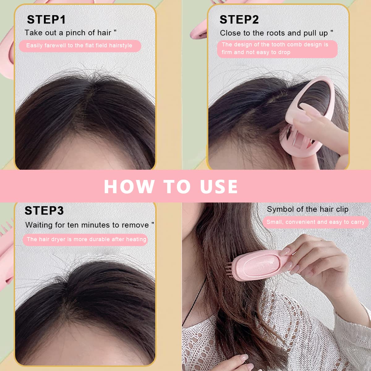 MAYCREATE Hair Volumizing Clip for Root Lift with Metal Spring Grip | 2pcs Pink Styling Tool