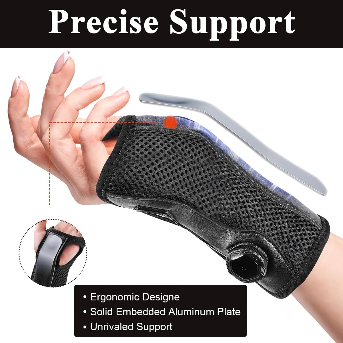 HANNEA Wrist Brace for Carpal Tunnel with Adjustable Knob and Metal Splint | Breathable Support