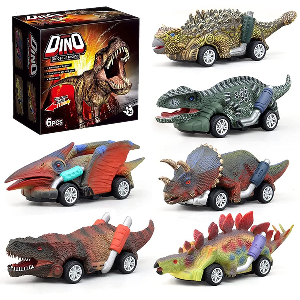 PATPAT® Pull Back Dinosaur Car Toys for Dino Toys Kids 3 Year Old Boys and Toddlers for Birthday Christmas Gift Dinosaur Games for Boy Girls of Age 1 - 6 (Multicolour, 6 Pieces)