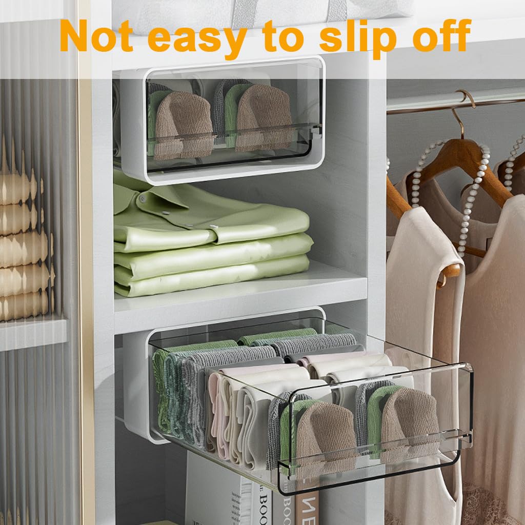 OFIFO Under Desk Drawer Organizer for Office and Home with Smooth Pull Out 7.8x5.9x3.3 in | Transparent PET No Drill Storage Box