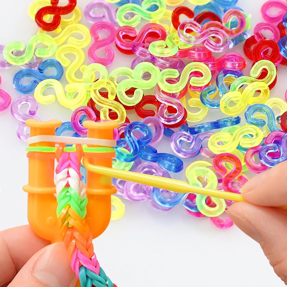 PATPAT Rubber Bracelet Connector Hooks for DIY Loom Band Making 500pcs S Clips Set