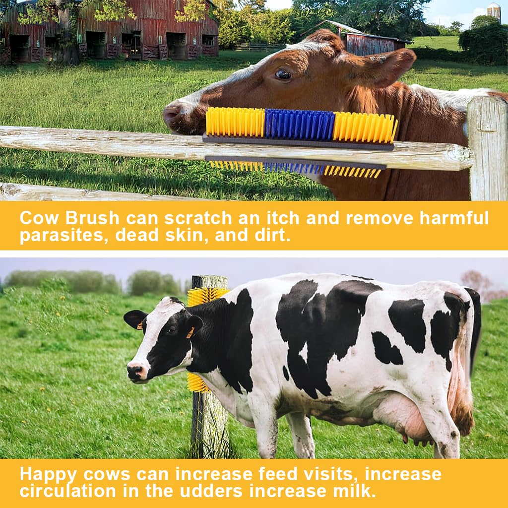 HASTHIP Livestock Scratch Brush for Cattle Horses and Sheep with Nylon Bristles | Barn-Mounted Grooming Tool