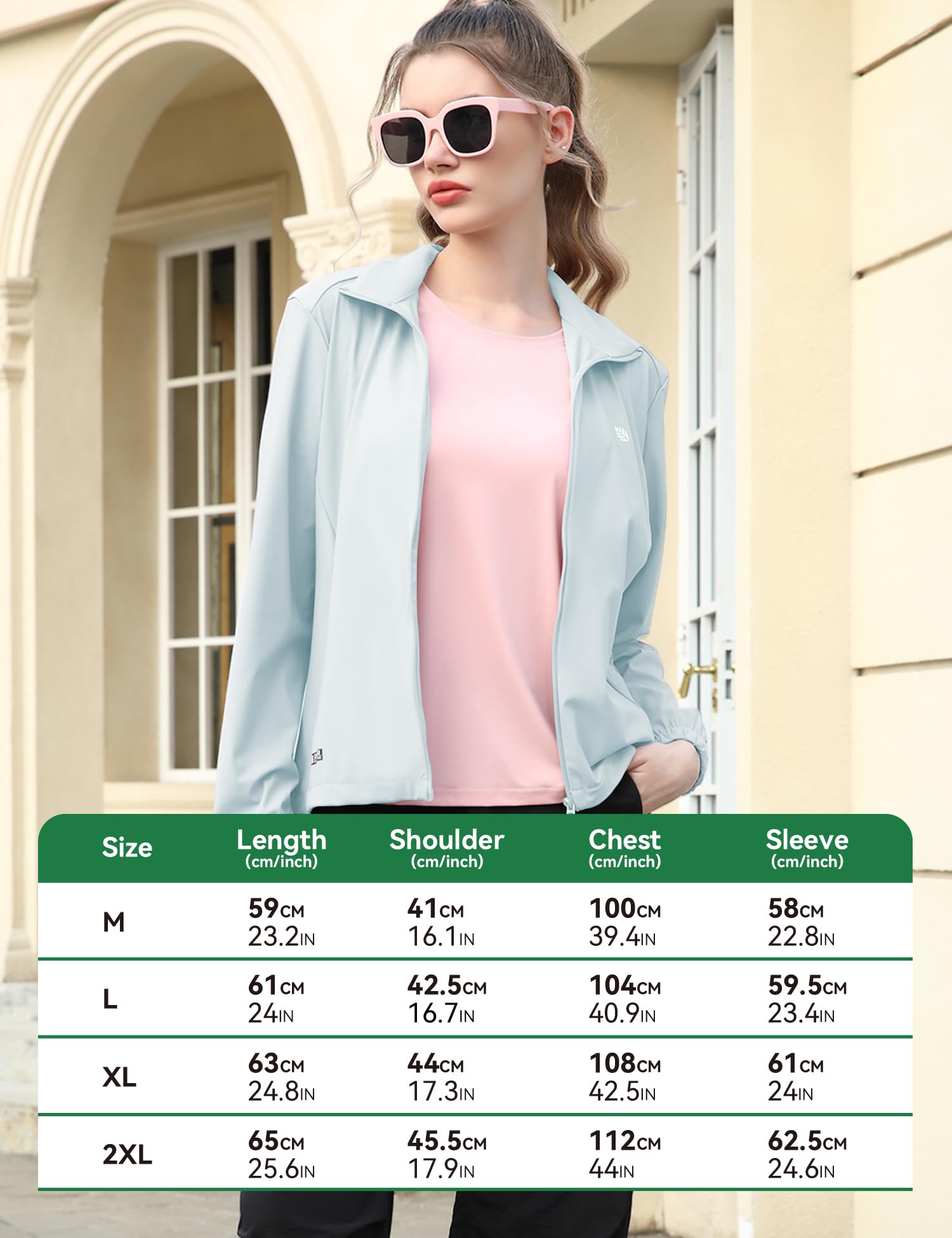 Venzina Sun Jacket for Women featuring UPF 150+ protection and removable hat | SkyBlue quick dry fit