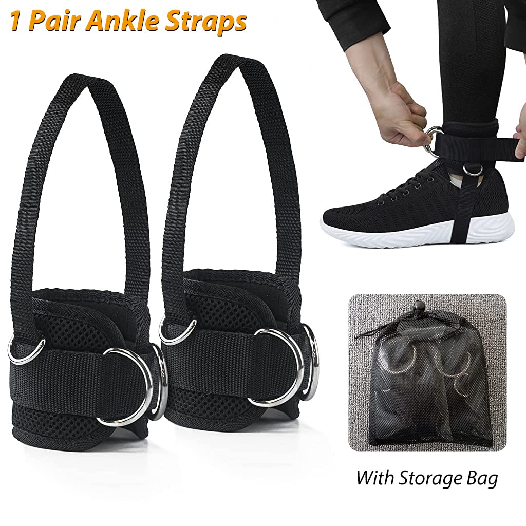 Optifit Ankle Straps for Cable Machine Workouts with Dual D Rings and Nylon Material | 1 Pair