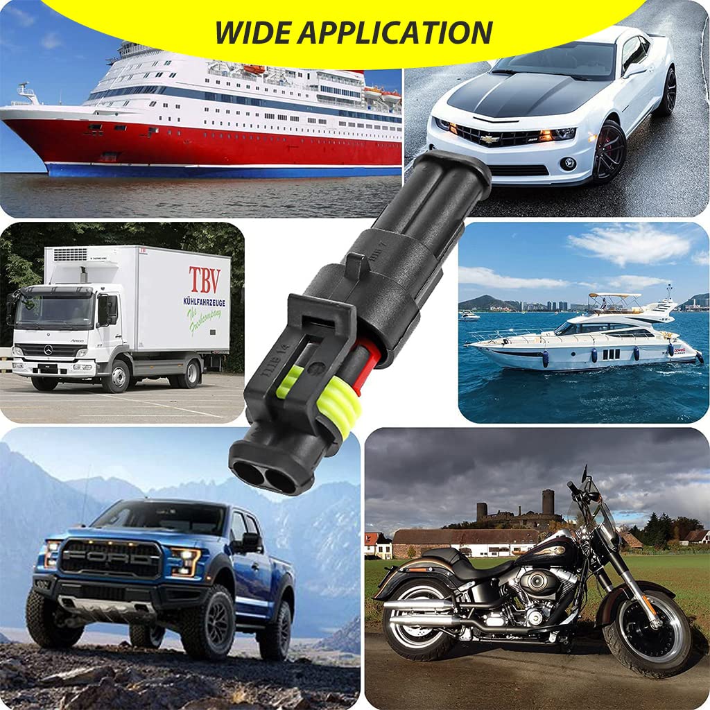 ZIBUYU 2 Pin Car Electrical Wire Connectors for 16-22 AWG with Silicone Seal | 20 Sets