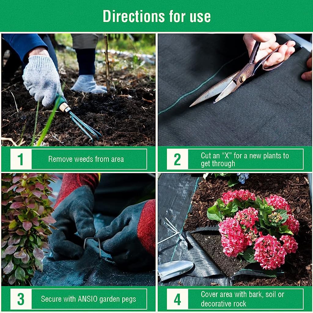 Optifit Weed Control Membrane for Garden and Landscaping 3.3ft x 33ft | UV Resistant Black Barrier