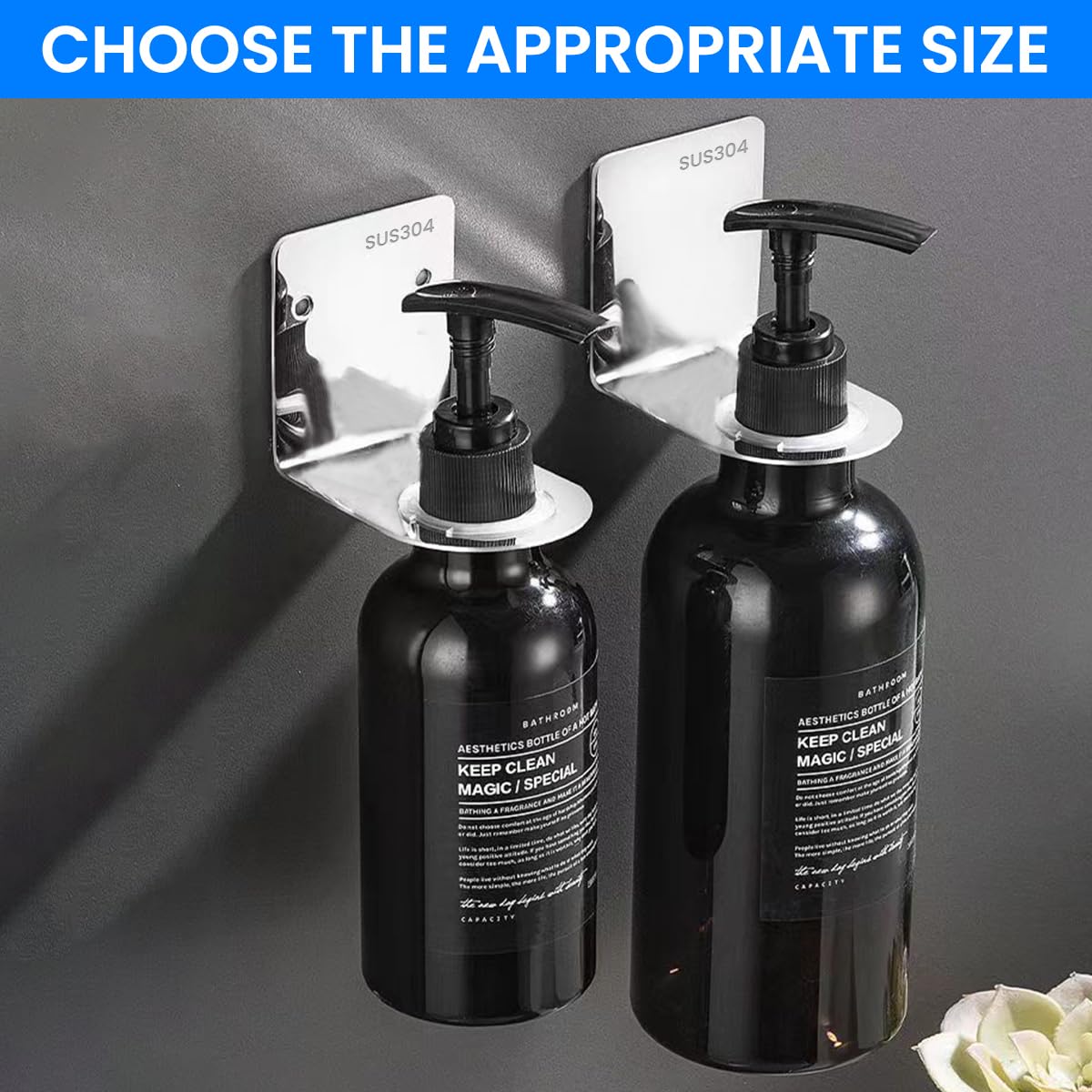 Supvox Wall Mount Holder for 27mm Pump Bottles with Adhesive Backing and Stainless Steel | Space-Saving Rack for Kitchen and Bathroom