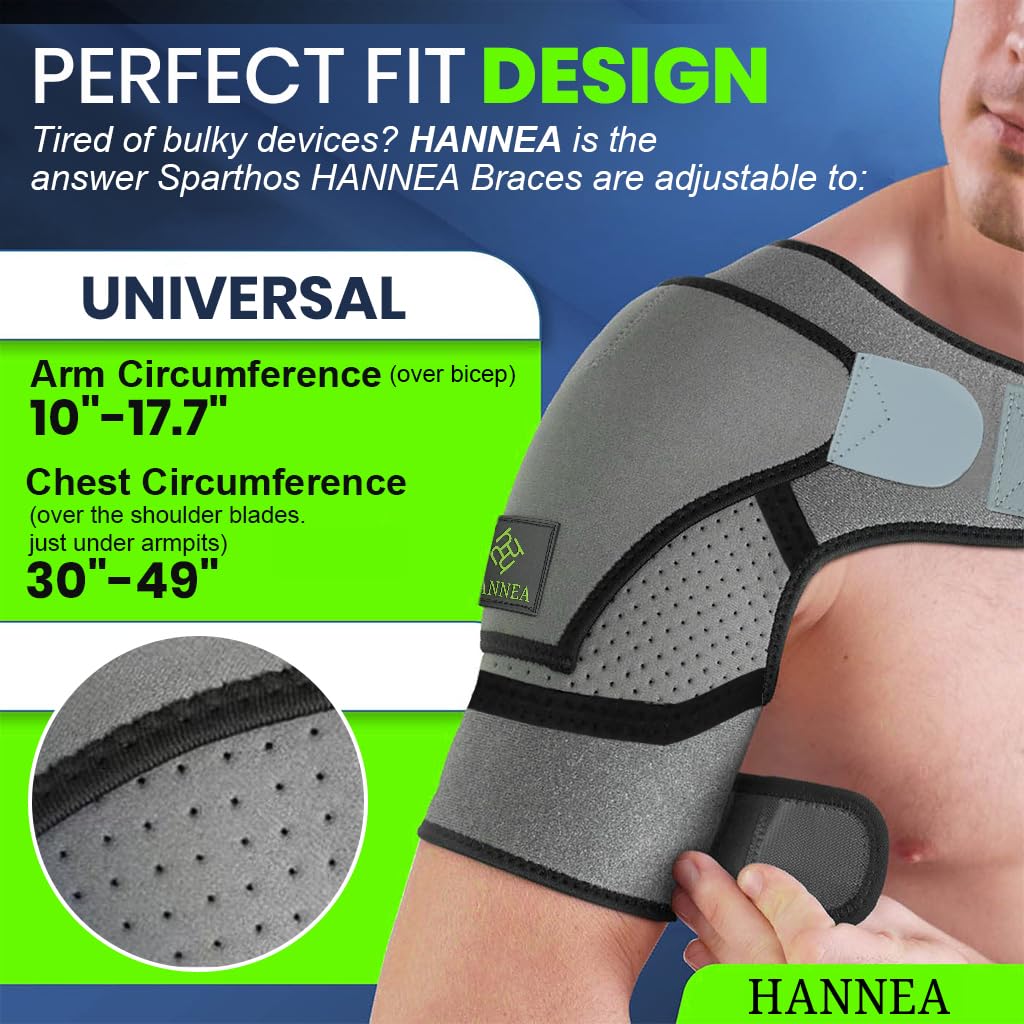 HANNEA® Shoulder Brace for Women And Men, Shoulder Compression Sleeve for Torn Rotator Cuff, AC Joint Pain Relief, Dislocated Sholder, Adjustable Fits Left and Right Arm