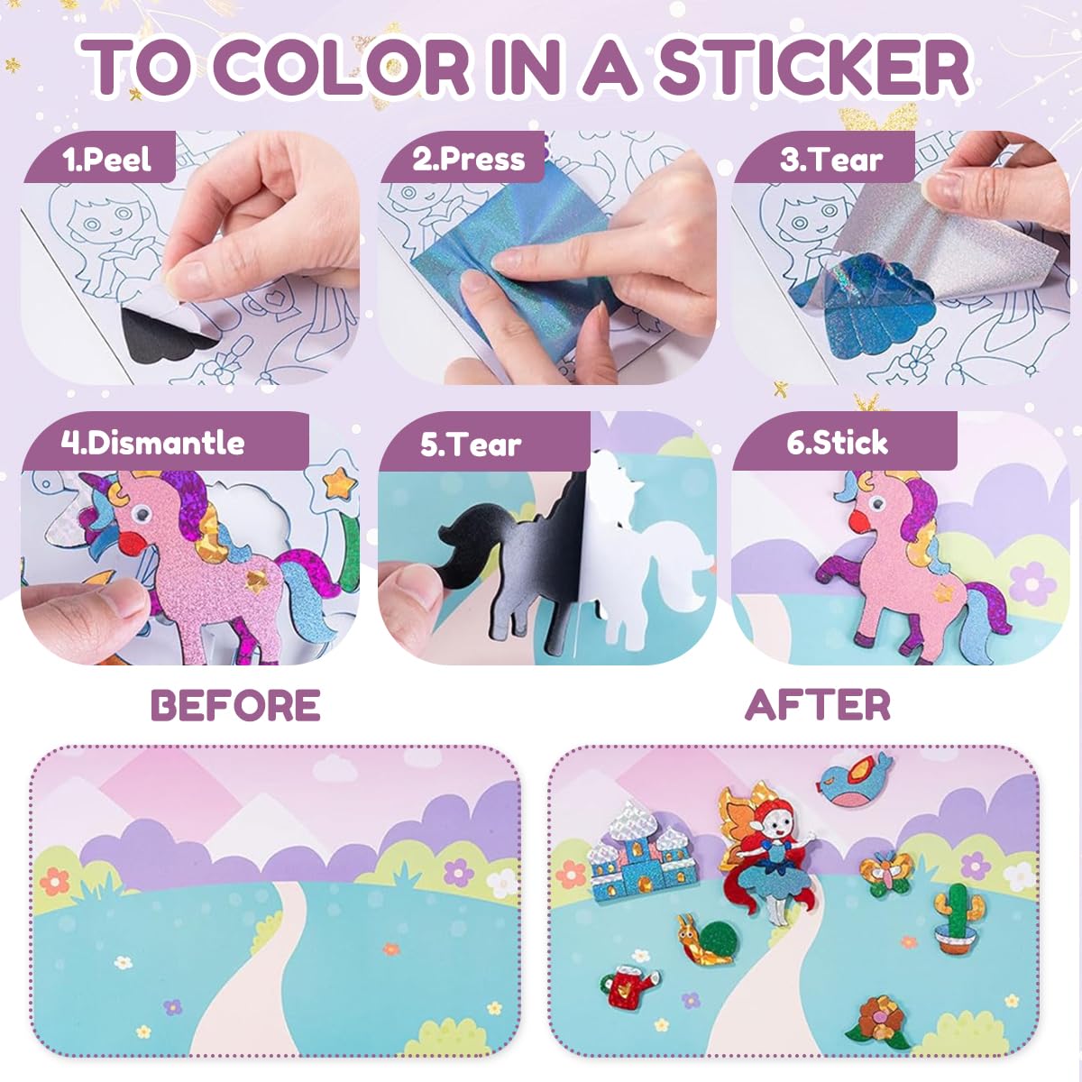 PATPAT Foil Art Kit for Kids Ages 4-8 with Peel and Stick 3D Designs | Creative Gift Idea