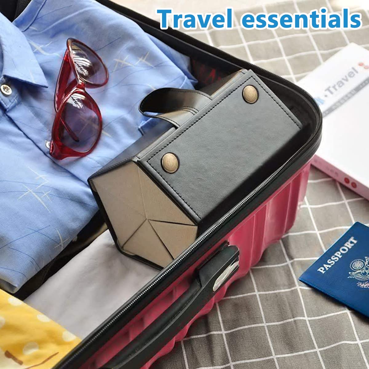PALAY Sunglasses Organizer for Travel and Wall Hanging with 6 Slots PU Leather Case | Black