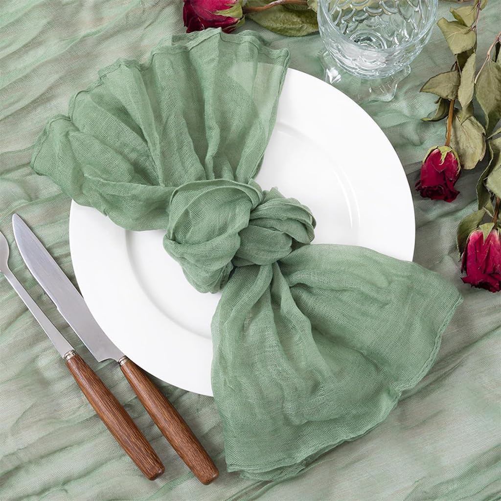 HASTHIP Decorative Fabric Squares for Dining Table with Wrinkled Texture and Mint Green Silk-Like Material 50x50cm Pack of 6
