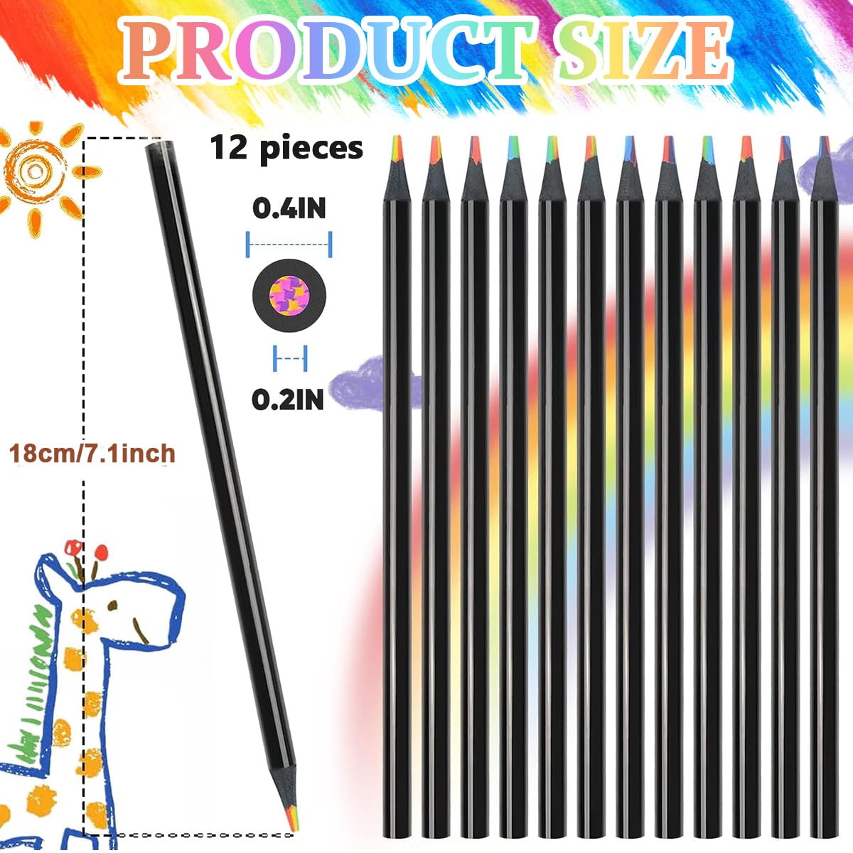 Climberty® 12 Colors Rainbow Pencils, Aesthetic Jumbo Colored Pencils for Adult Coloring Sketching, Cute Drawing Kit Fun Pencils Cool Stuff Christmas Gifts Stocking Stuffers Art Supplies for Adults