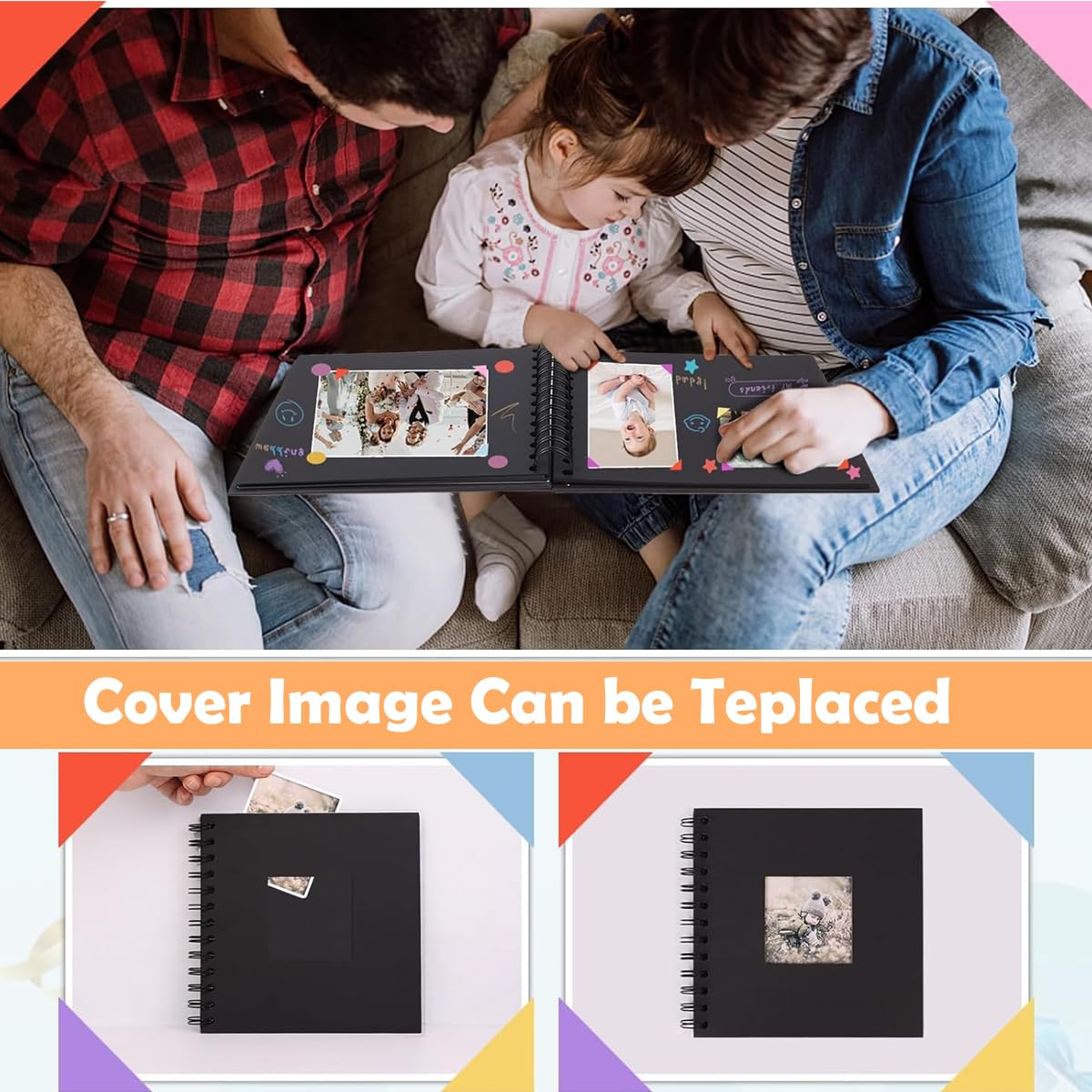 HASTHIP Scrapbook Baby Album for DIY Memory Keeping with Spiral Binder and 6.9 Inch Pages | Gift Set for New Parents