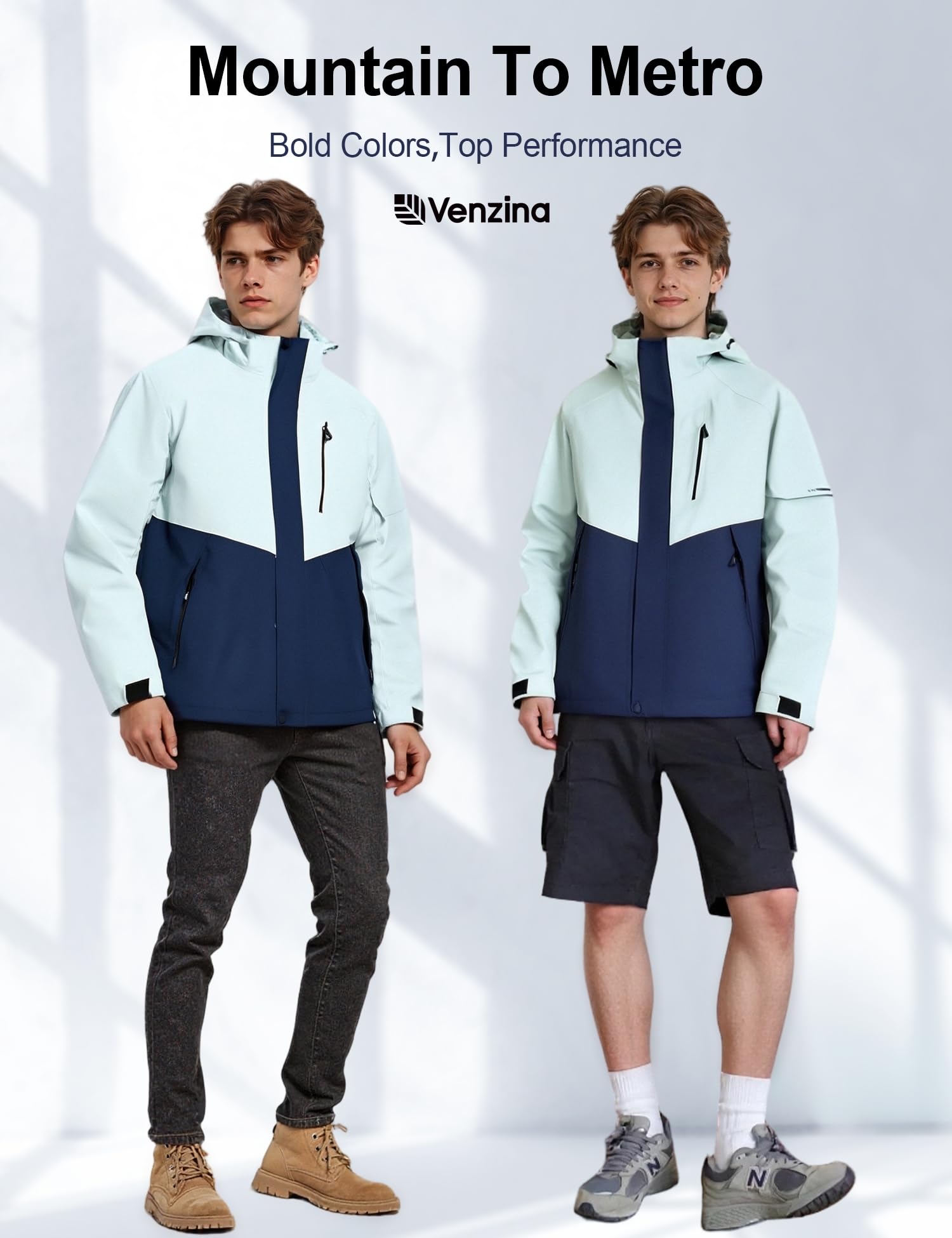 Venzina Men's Lightweight Jacket for Hiking and Cycling with Reflective Sleeves | Breathable Water‑Repellent Windbreaker in Grey