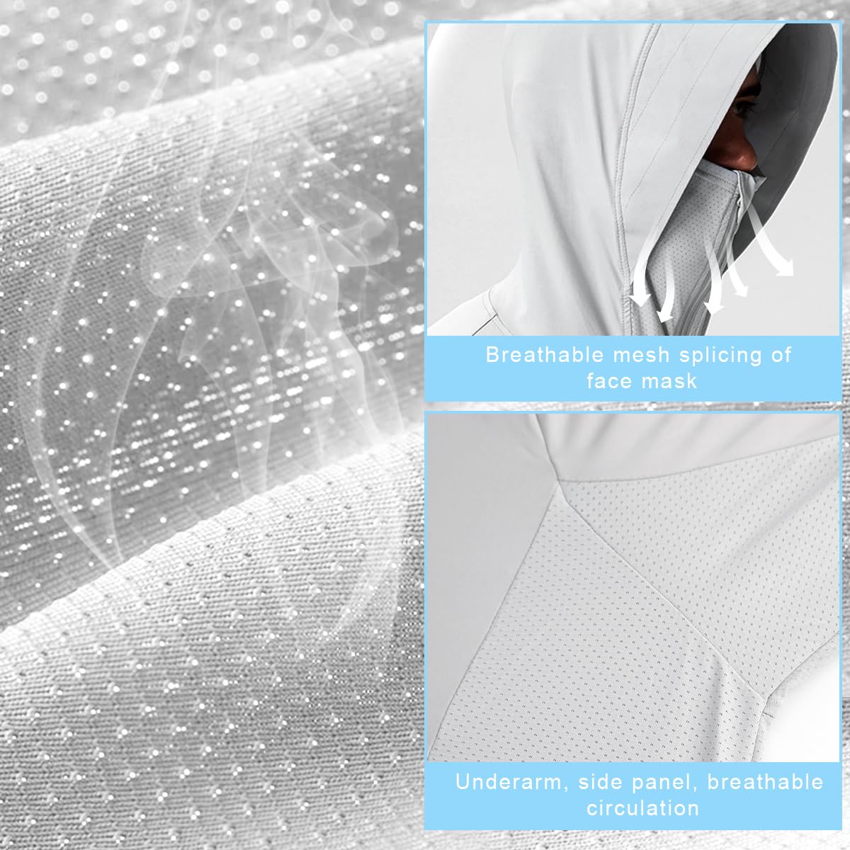 GUSTAVE Sun Protection Jacket for Men with UPF 50+ and Zip Hoodie | Ice Silk Lightweight Breathable Design