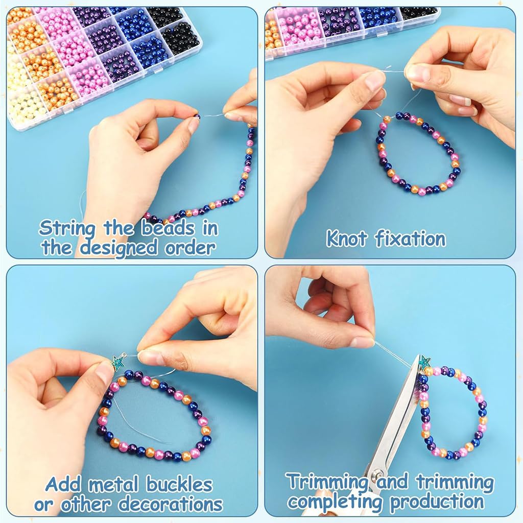 Zibuyu Jewelry Making Bead Kit for DIY Crafts with 1200pcs 6mm Resin Beads & Charms