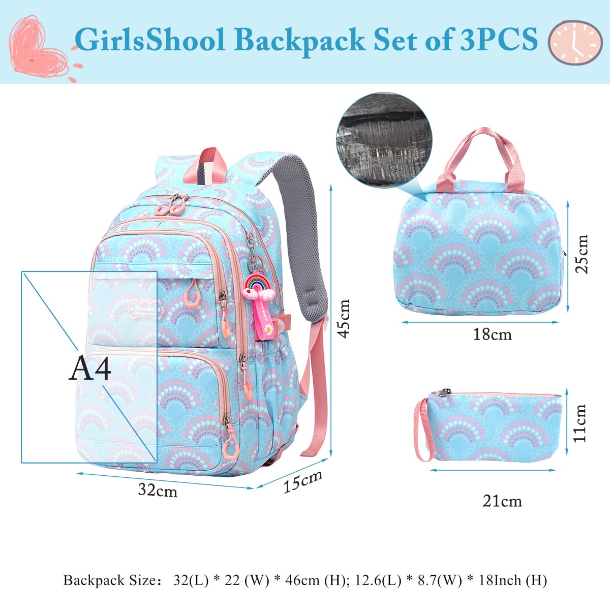 PALAY School Bag for Women featuring Multi Layer Storage and Waterproof Oxford Fabric | Casual Travel Set