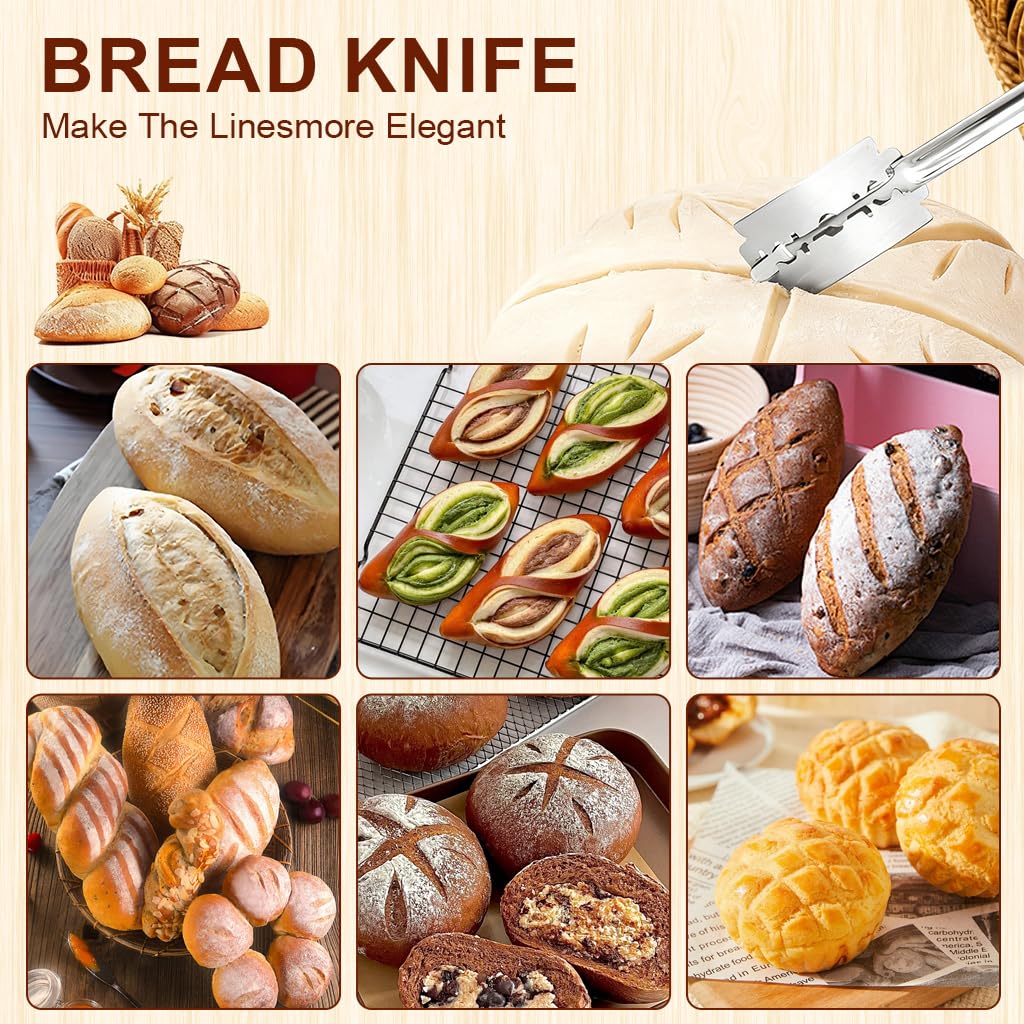 Supvox Stainless Steel Bread Lame for Artisan Baking with 7.4 in Handle and 5 Blades | PU Sheath