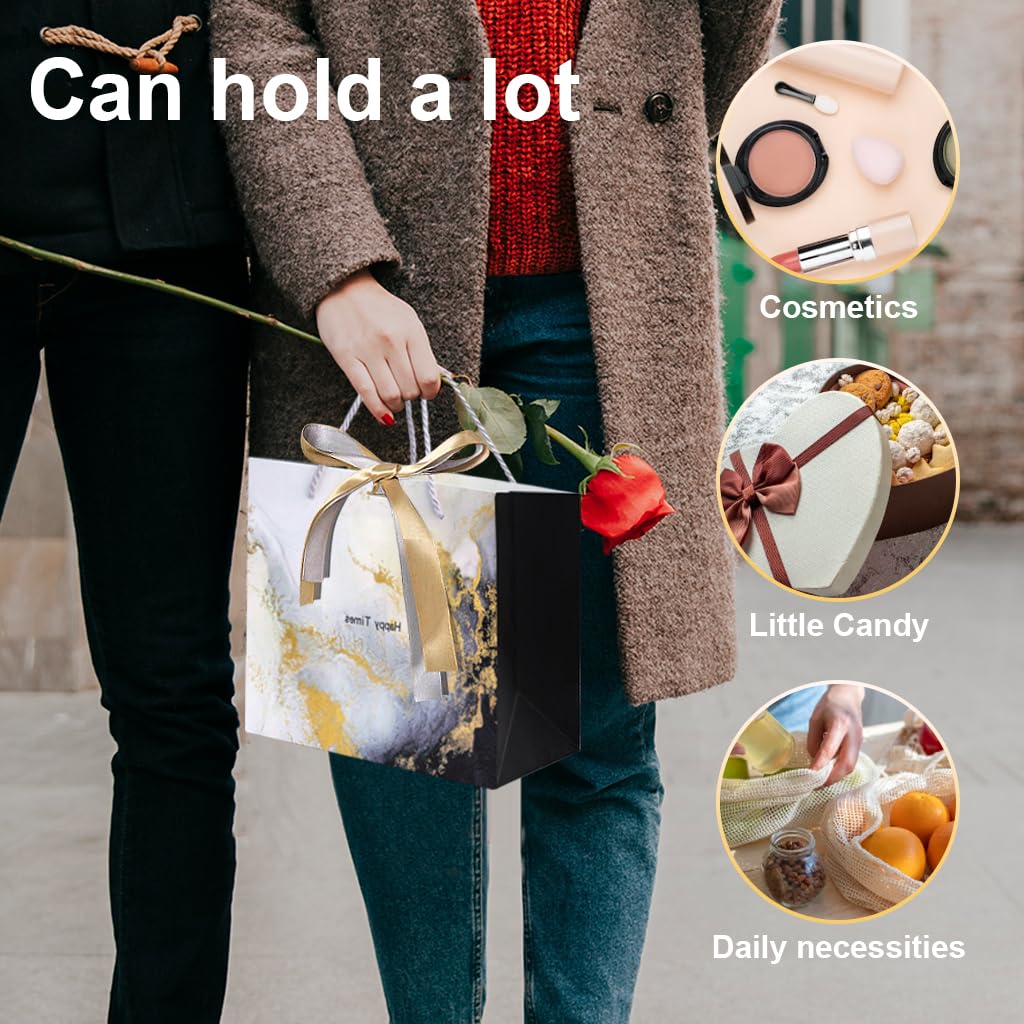 HASTHIP Gift Paper Bags for Birthday and Wedding | 10pcs 25×20×12cm with Handles and Ribbon