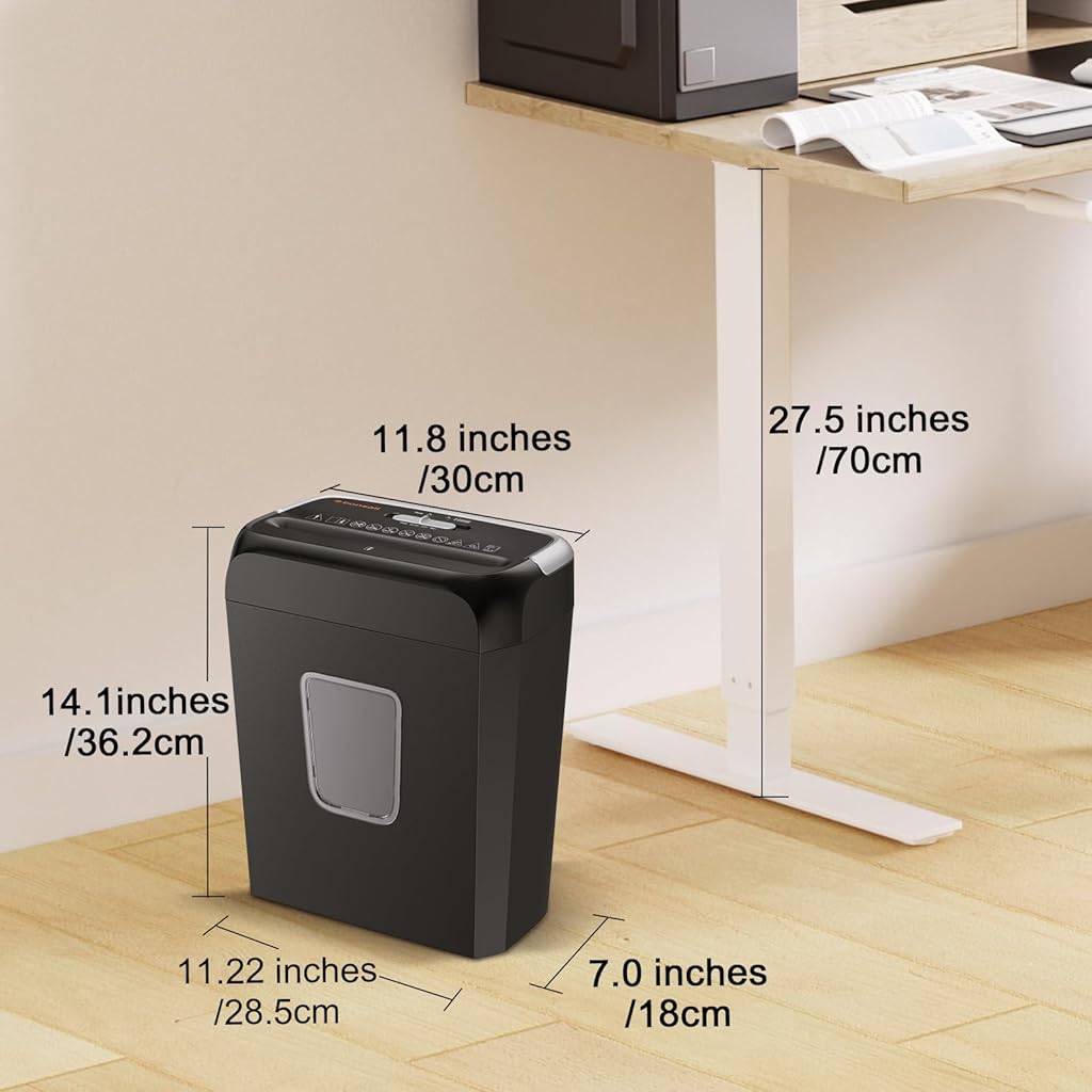 Climberty® Paper Shredder for Home Use, 3.4 Gal Wastebasket, 6-Sheet Crosscut Paper and Credit Card Shredder for Home Office with Handle for Document,Mail,Staple,Clip (C237-B)
