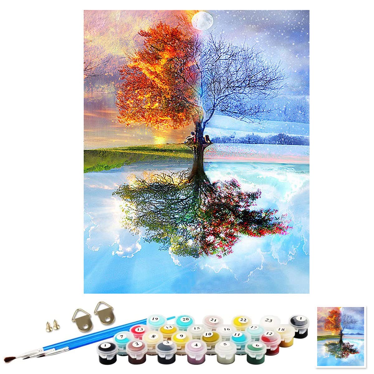 HASTHIP® Diy Oil Paint, 40 * 50Cm Paint By Numbers Kits, Painting Kit For Adults And Kids, Unframed Printed Canvas For Home Wall Decor, Style 3, Beige