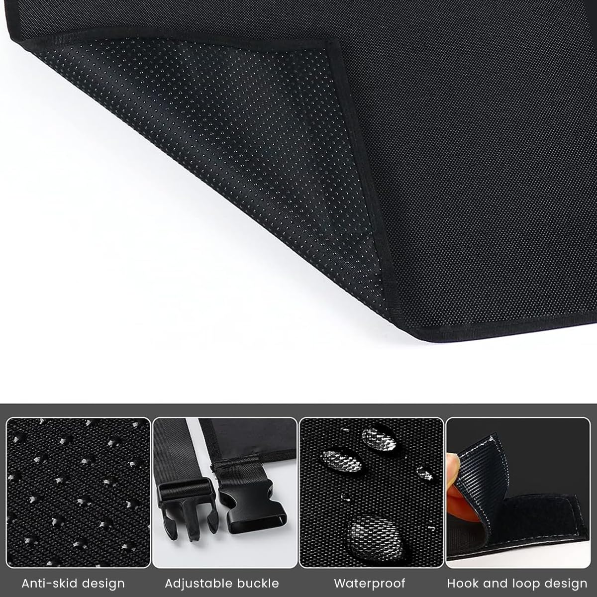 HASTHIP Airplane Footrest Kids Bed for Travel with Adjustable Straps 78×43cm Black | Toddler Seat Extender