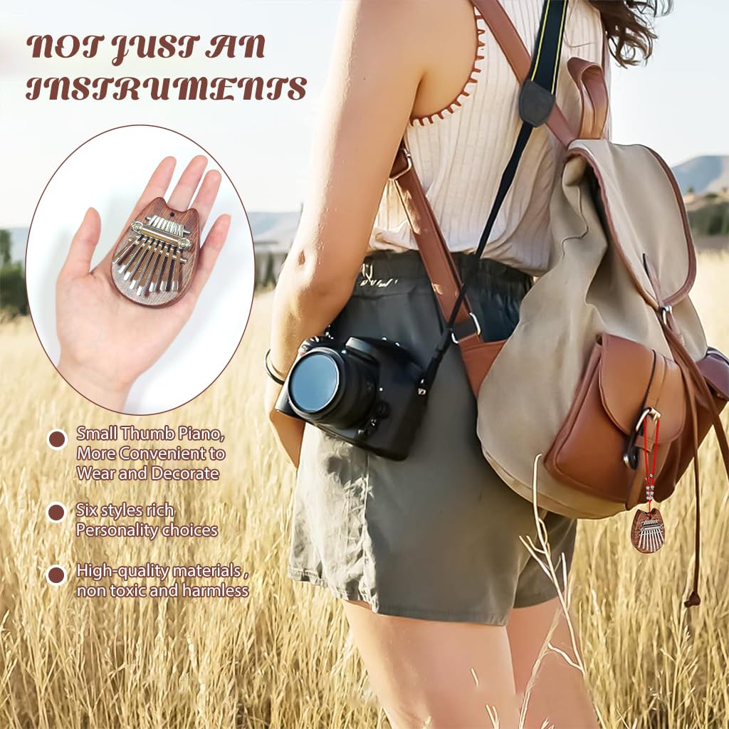 Pocket Kalimba Mini Thumb Piano with 8 Keys Mahogany Wood for Kids and Adults | Easy Musical Gift