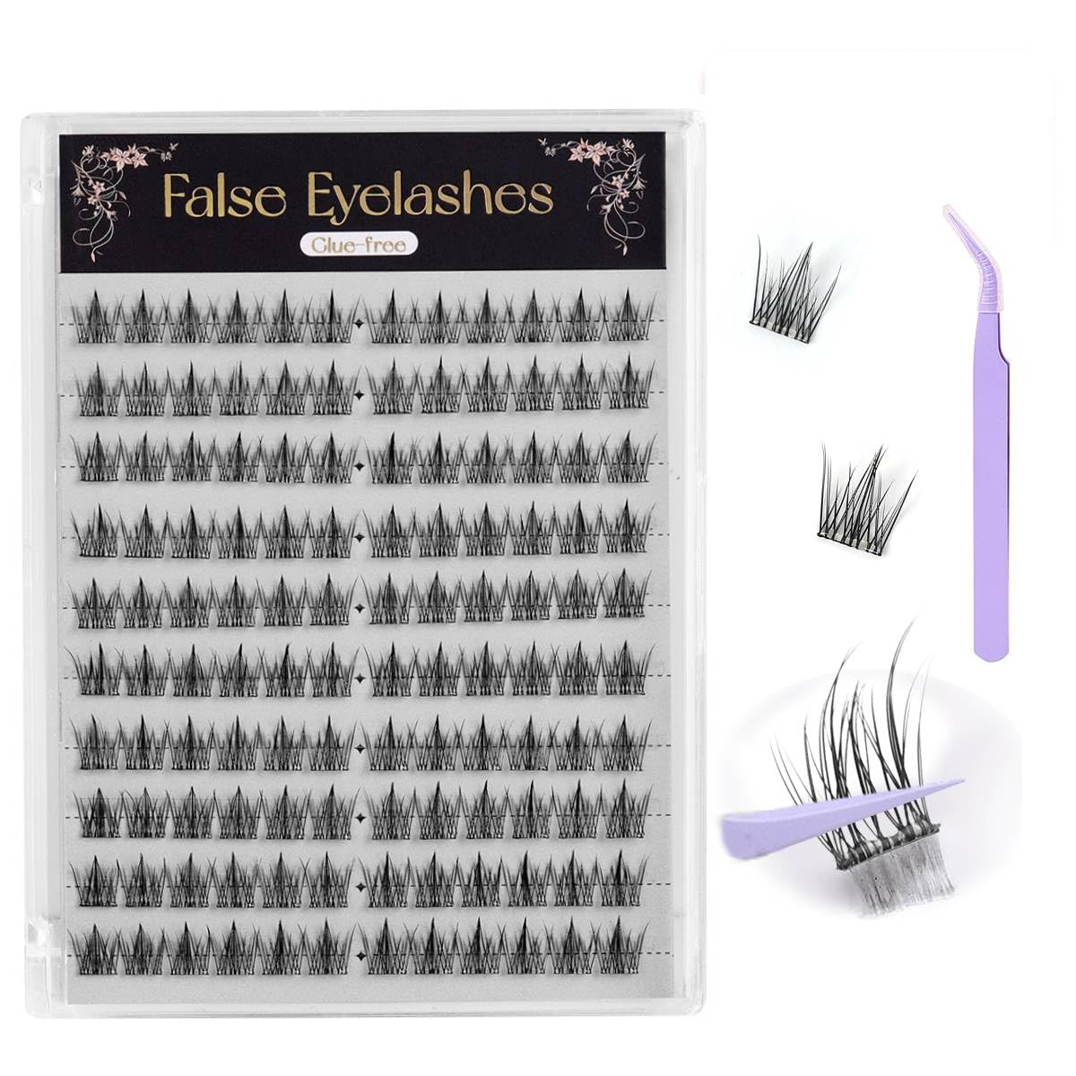 MAYCREATE False Eyelashes for Natural 3D Look with 80 pcs D Curl Faux Mink Lashes | Easy Application
