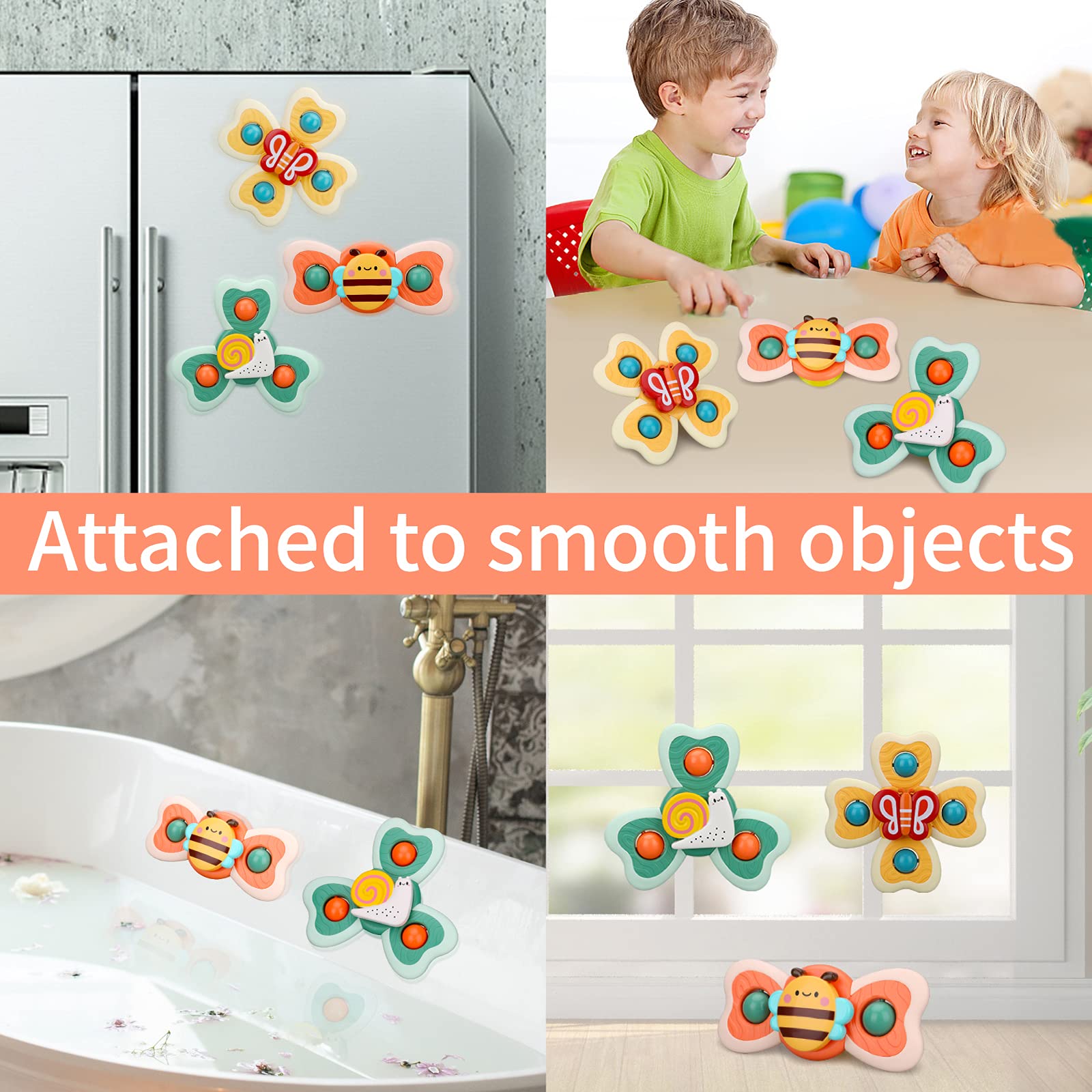 PATPAT Baby Bath Toys for 1–3 Years with Spinning Leaf Design and Silicone Buttons | 3 PCS Set