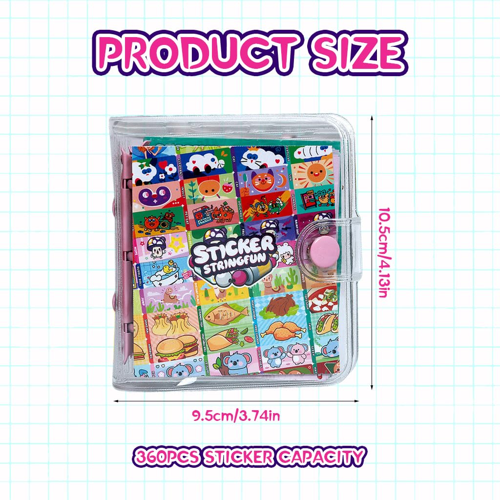 PATPAT Sticker Album for Collecting 360 Pcs Kawaii Stickers with Ring Binder & Waterproof Cover