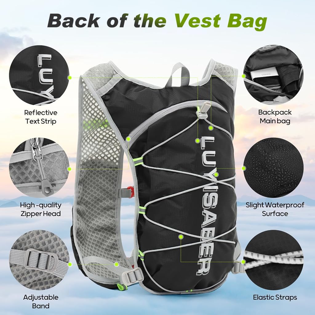 Proberos® Hydration Vest Running Backpack, Lightweight Running Vest Hydration Vest for Outdoor Cycling, Hydration Mesh Backpack, Hydration Running Bag for Trail Running and Cycling