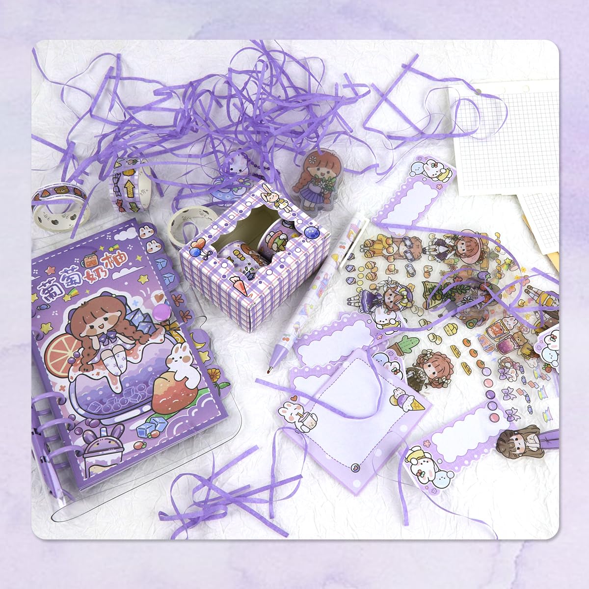 HASTHIP Paper Journal Kit for Scrapbooking with A6 Notebook 5 Washi Tapes and Carving Cutter